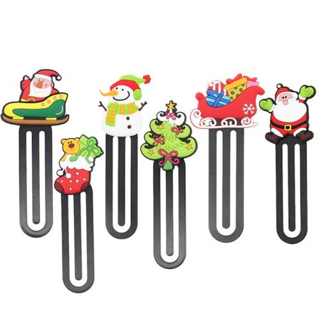 Pakke med 6 julebokmerker Sidemarkør Søte julemønstre KLB