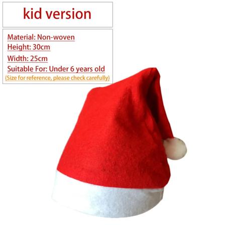 Sød Julehat til Børn/Voksne - Rød Ikke-vævet Hat med LED-lys - Julemandshat til Hjem, Kontor, Bar, Julefest Dekoration Kid Red