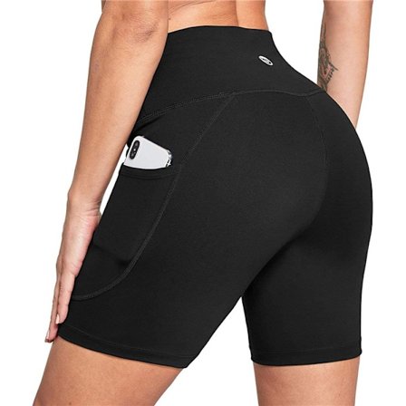 Kvinnors högmidjade aktiva shorts yoga leggings, magkontroll träningsshorts