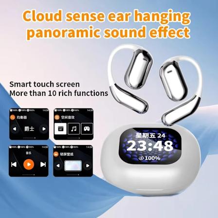 Todelliset langattomat Bluetooth-kuulokkeet Q16 Pro LCD-kosketusn yt ll , korvakoukut, Bluetooth V5.4, melunvaimennus