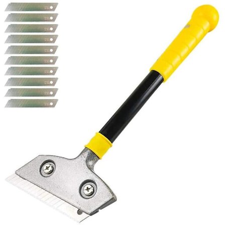 Tapetskrapa Golvskrapa Fönsterhandskrapa för borttagning av lim med 10 blad - 30CM handtag