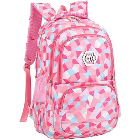 Ryggsäck för flickor-pojkar mellanstadiets väska (rosa L)