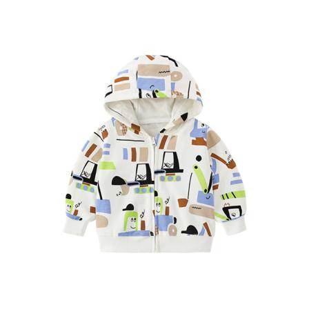 Boy Full Zip Sweatshirts Cartoon Print Jacket