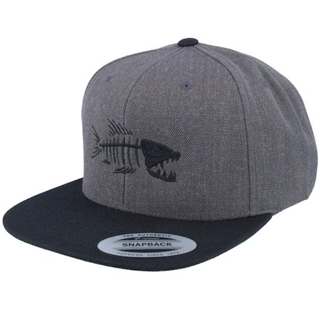 Skillfish - Fish Bones Charcoal Grey/Black Snapback Snapback Grey Cap - @ Hatstore
