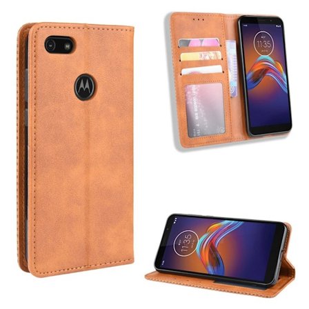 Bofink Vintage Motorola Moto E6 Play leather kotelot - Ruskea