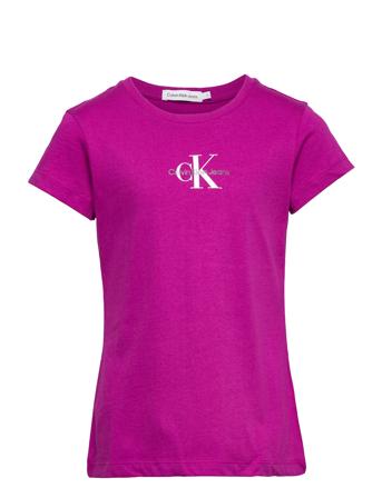 Micro Monogram Top T-shirts Short-sleeved Lilla Calvin Klein*Betinget Tilbud