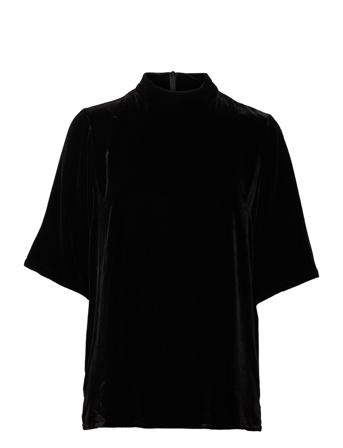 Even Velvet Blouse Blouses Short-sleeved Musta Just Female