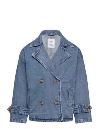 Jacket Trenchcoat Denim Croppe Blue Lindex
