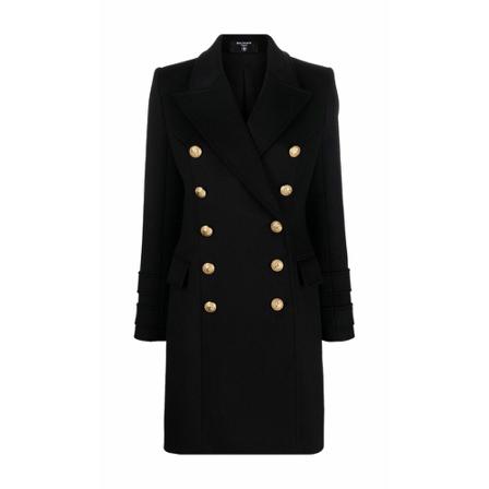 Balmain Double-Breasted Frakke Sort, Dame Uldfrakker