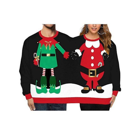Grim Juletrøje til To Personer Kvinder Mænd Sammenvoksede Tvillinge 3D Printet Par Jumper Sjov