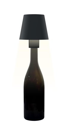 SYNERGY table lamp rechargeable battery for bottles, outdoor IP54, touch switch dimmable, black