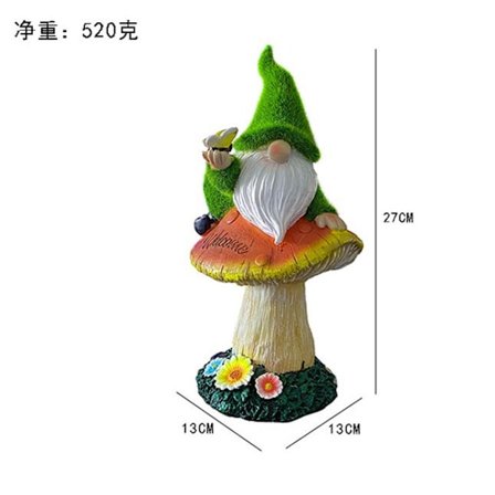 Soldrevet harpiksskulptur haveskulptur, flokket gammel mand liggende på en svamp