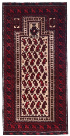Hand Knotted Baluch Rug 98X209 Wool Dark Pink/Dark Red Small
