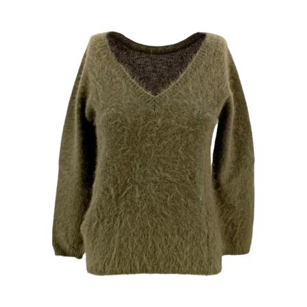 Roberto Collina, V-neck Knitwear Groen, Dames, Maat:S