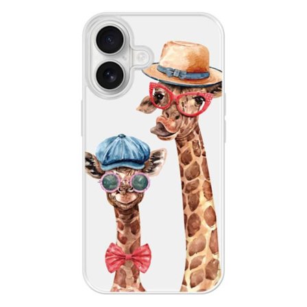 Siliconeförstärkt tryckt fodral kompatibelt med Apple iPhone 16 Rolig Giraff