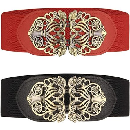 Bred elastisk midjebelte for kvinner 2 stk retro elastisk belte