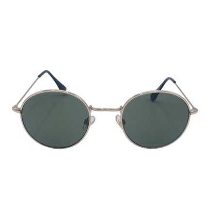 Runde solbriller med mørke glass og gullfargede innfatninger