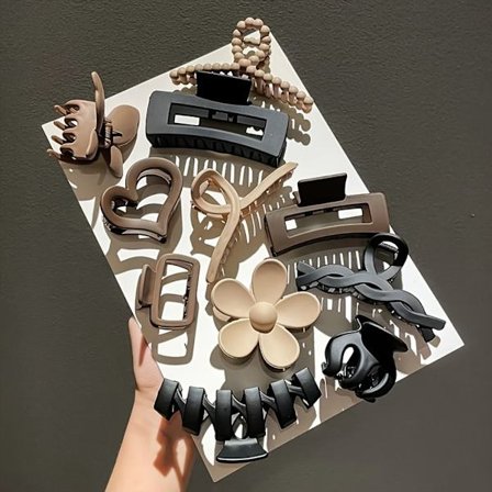 11-delt sæt med matte hårklemmer til kvinder, hårklemmer med havmotiv til kvinder