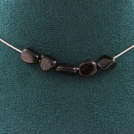 Stenar och mineraler. 5 egyptiska Hyperstene pärlhalsband. Rostfri kedja Halsband för kvinnor, män. Anpassningsbar storlek