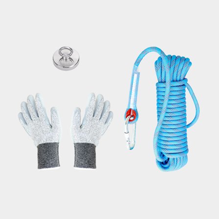 Magnet fishing kit NOCK Treasure Hunt Premium, single-sided neodymium magnet (Ø75 mm / lifting capacity 320 kg) + thread locker, 5 ml + 16-braided 