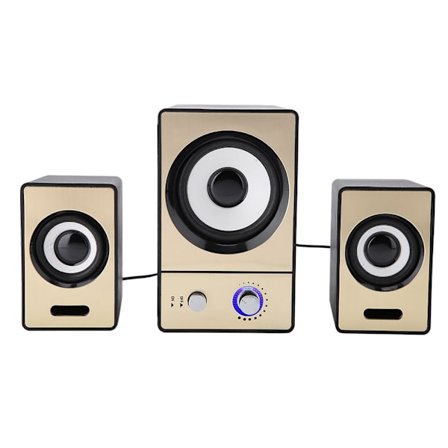 SSJY USB Mini-datamaskin Bærbar PC Høytaler 3,5 mm Hjem for PSP DVD MP3/4 Gull