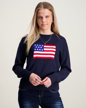 RYVLS Flag Knit Sweater Niebieski Swetry Dziewczyna - Kids Brand Store