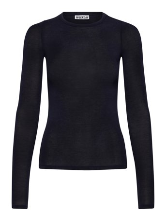 Weekday Soft Sheer Long Sleeve Top - Black - XXS