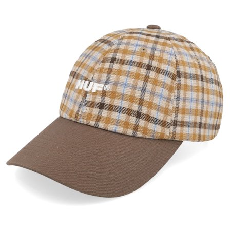 HUF - Braun Unconstructed Cap - Shadow Plaid 6 Panel Cv Hat Brown Dad Cap @ Hatstore