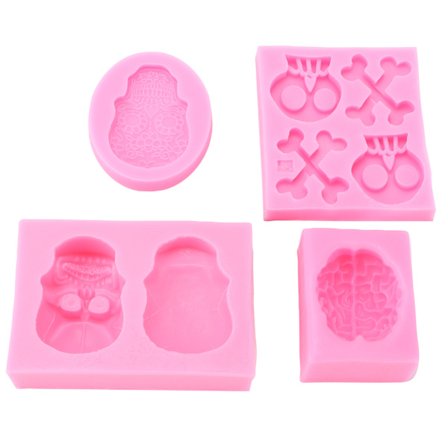 4 stk. Halloween Fondantforme Holdbare Høj Temperaturbestandighed Let Afskalning Bageforme