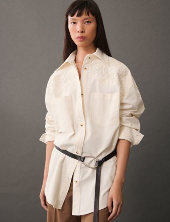 Mango Shirt With Decorative Stitching - Cream - M