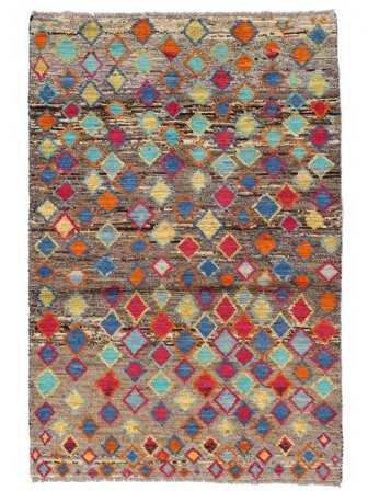 Handgeknüpft Berber Colourful Teppich 90X135 Braun/Schwarz