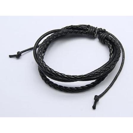 Handgjord Justerbar Armband Med Svart Pu Läder Och Läderrem