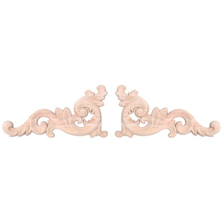 2 stk Træudskårne Hjørneapplikationer Umalet Applique Ramme Dør Dekorationer Dekal 15*8*0.8cm