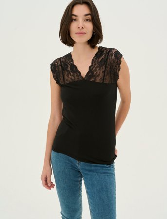 Culture Cupoppy Lace Top - Black - XS