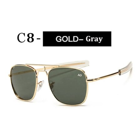 Luksuriøse designersolbriller for menn, vintage mote, AO-solbriller i pilotstil for menn, amerikansk militær optisk glasslinse