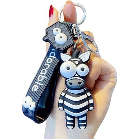 Kreativ Nyhed Grim Funny Soft TPU Silikone Zoo Dyr Vedhæng med Nøglering til Drenge Mænd Piger Kvinder, Zebra Farve, Lille Størrelse