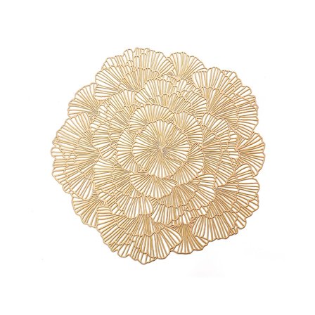 Blomsterformet Hul Dækkeserviet PVC Genanvendelig Praktisk Kop Bordmåtte til Spisning - Gylden - Gylden