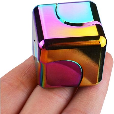 Fidget Spinner Toy Cube - Metall Skrivebordsdings, Sensorisk Stresslindring for Voksne, Valentinsgave EDC