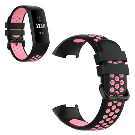 Fitbit Charge 3 / 4 tvåfärgad silikon klockarmband - svart / rosa