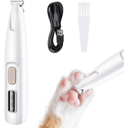 Hundeklipper til hundepoter, lydsvag pote-trimmer med LED-lys, vandtæt poterager, pote-trimmer til hunde, katte, poter, øjne, ansigt, krop (PA)