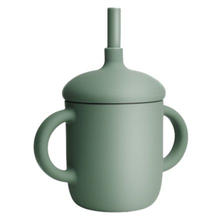 Silikonträning Sippy Water Cup med sugrör och handtag för toddler