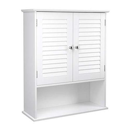 Vasagle vægskab, hængende badeværelsesopbevaringsskab, medicinskab, hvid