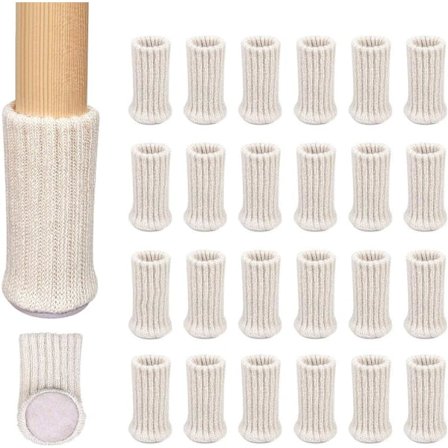 24 Par Knittede Anti-Slip Møbelsokker til Stolben, til