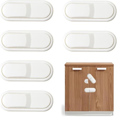 Pieces Babydørlås, Barnesikkerhetslås for skuffer, Babyskapssikkerhet, Babysikkerhetsdør med selvklebende teip, Ingen boring for skapvinduskjøleskap, 