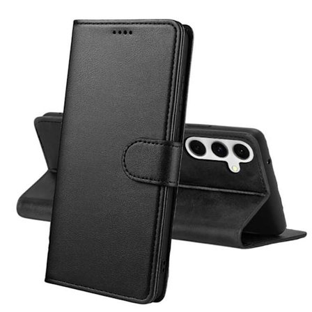 Coque til Samsung Galaxy S25 FE - Sort Portefølje med Magnetisk Klap og Kortopbevaring Phonillico