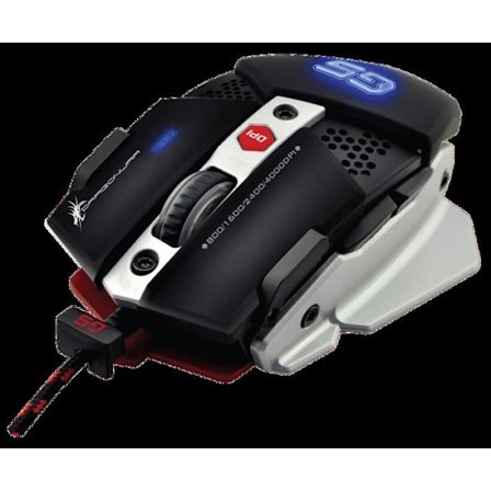 DragonWar Warlord - Souris Gaming Ambidextré Svart och Grå Trådad Flätad (1,8 meter) RGB belysning - USB 3.0/2.0 med 8