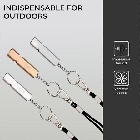 3 stk. Overlevelsesfløjte med snor til camping, vandreture, udendørs sejlads, jagt, sport, hundetræning (GuldSølv)