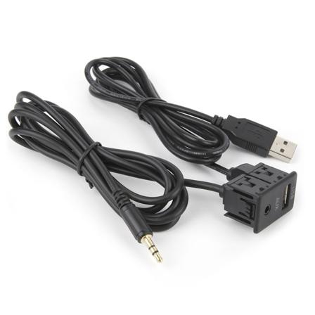 3,5 mm AUX-forlengelseskabeladapter Innfelt USB-port hodetelefonkontakt Panelmontering for bilbåt