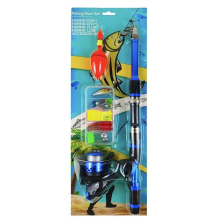 1,8M fiskestang komplette sæt fiskestangshjulssæt BLÅ