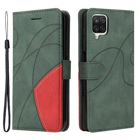 Texturerat läder Samsung Galaxy A12 5G fodral med handledsband - Grön